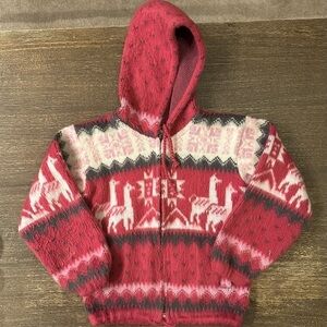 Vintage Tejidos Ruminahui Alpaca Wool Jacket Girls Sz 4 zip up hoodie pink